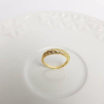 ANEL BALOADO TODO EM ZIR EM X REDOR | BANHADO EM OURO 18K