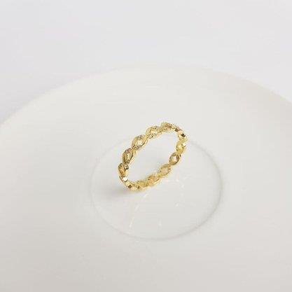 ANEL ARO TODO EM X METADE LISA E METADE CRAV | BANHADO EM OURO 18K