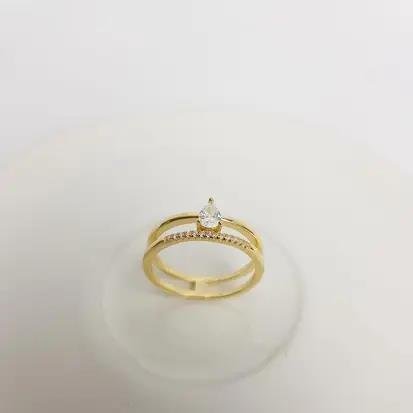 ANEL ARO DUPLO CRAV E ARO LISO ZIRC EM GOTA ECOMM