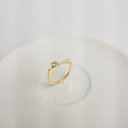 ANEL BASE FILETE QUADRADO LISO C/ZIRC REDONDA| BANHADO EM OURO 18K