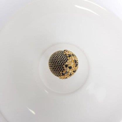 ANEL CHUVEIR CRAV PRETO ZIRC CRISTAL/PRETA | BANHADO EM OURO 18K