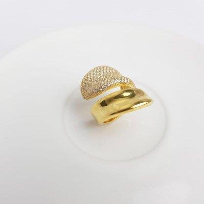 ANEL ARO DUPLO VAZADO CORACAO VAZADO LISO| BANHADO EM OURO 18K