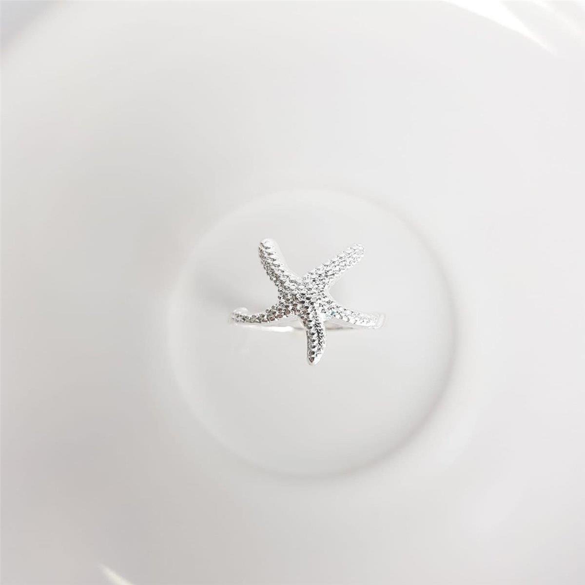 ANEL ARO LINHAS E ENTREMEIO ESTRELA MAR| BANHO DE PRATA