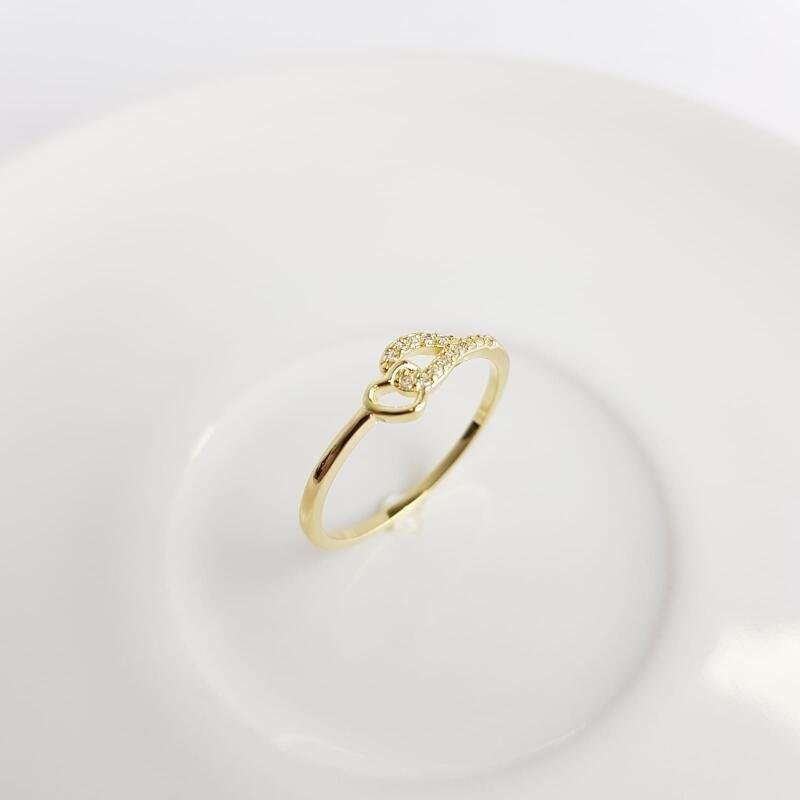 ANEL DOURADO COM CRAV E CORACAO| BANHADO EM OURO 18K