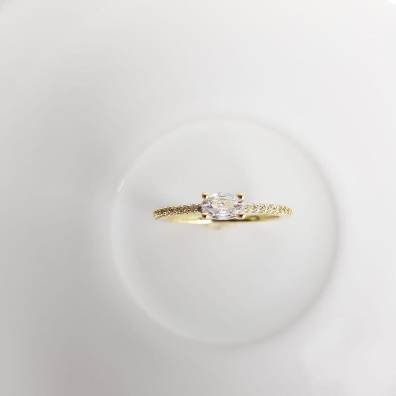 ANEL SOLITARIO CRAV DOURADO | BANHADO EM OURO 18K