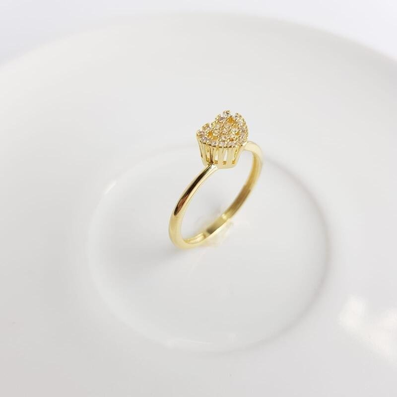 ANEL SOLITARIO CORACAO FELIZ | BANHADO EM OURO 18K