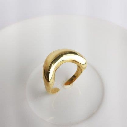 ANEL ARO ABERTO EM LUA LISA | BANHADO EM OURO 18K