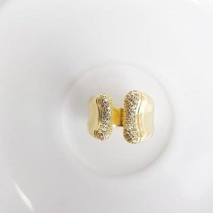 ANEL REGULAVEL/ABERTO ARO LISO 1,5CM PONTA CRAV | BANHADO EM OURO 18K