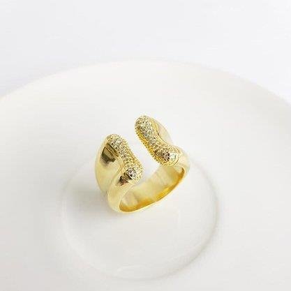 ANEL REGULAVEL/ABERTO ARO LISO 1,5CM PONTA CRAV | BANHADO EM OURO 18K