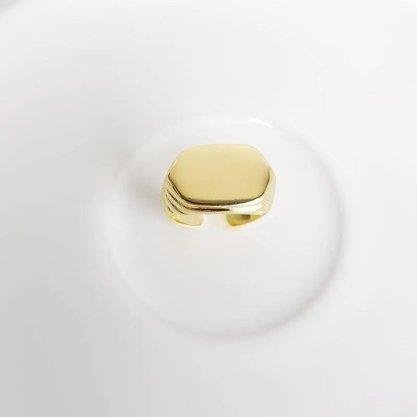 ANEL MINGO ABERTO C/LINHAS LATERAL PLACA | BANHADO EM OURO 18K