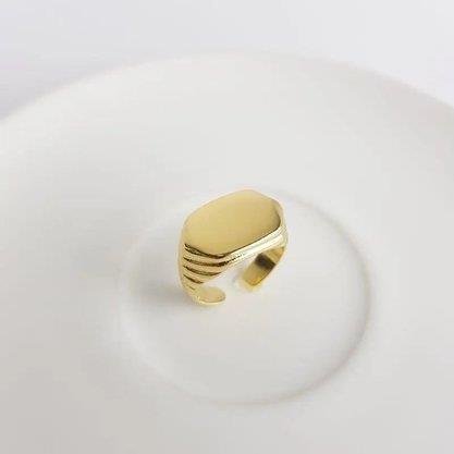 ANEL MINGO ABERTO C/LINHAS LATERAL PLACA | BANHADO EM OURO 18K