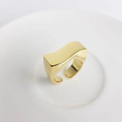 ANEL ABERTO CHAPA FORMATO Â´SÂ| BANHADO EM OURO 18K