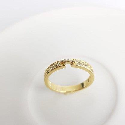 ANEL MEIA ALIANCA ABERTO FILETE AO MEIO CRAV 4MM