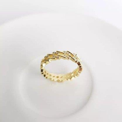 ANEL TODO EM FILETES LISOS E CRAV INTERCALADOS | BANHADO EM OURO 18K