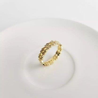 ANEL TODO EM FILETES LISOS E CRAV INTERCALADOS | BANHADO EM OURO 18K