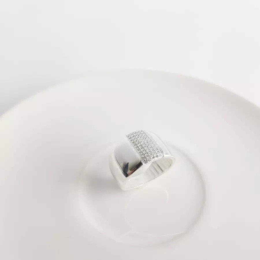 ANEL ARO LISO FRENTE 1,3CM COM 5 FIL B. PRATA ECOM