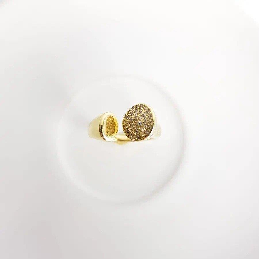 ANEL ARO ABERTO LISO PONTA REDONDO CRAV/LISO | BANHADO EM OURO 18K
