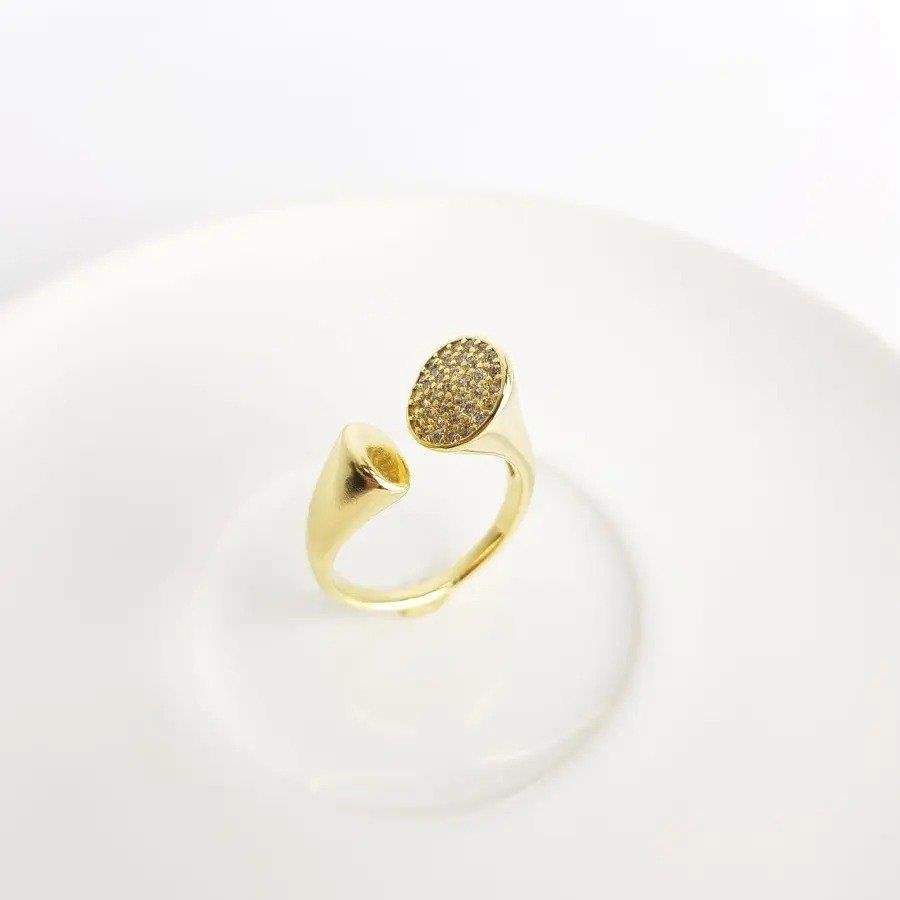 ANEL ARO ABERTO LISO PONTA REDONDO CRAV/LISO | BANHADO EM OURO 18K