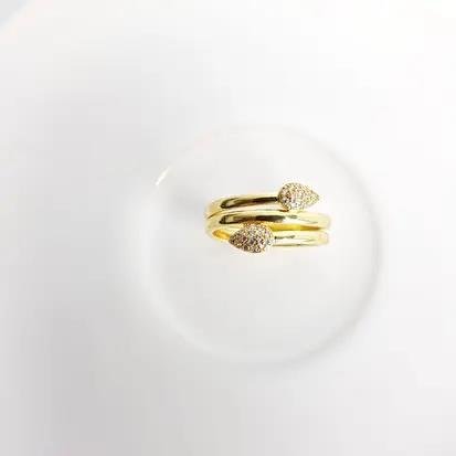 ANEL ARO LISO 2 GOTAS CRAV NA PONTA | BANHADO EM OURO 18K