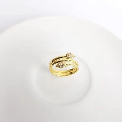 ANEL ARO LISO 2 GOTAS CRAV NA PONTA | BANHADO EM OURO 18K