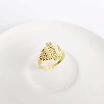 ANEL LISO FRENTE EM FILETES G/P LISOS E CRAV| BANHADO EM OURO 18K