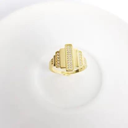 ANEL LISO FRENTE EM FILETES G/P LISOS E CRAV| BANHADO EM OURO 18K