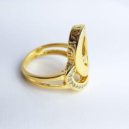 ANEL 2 ELOS LISO/CRAV | BANHADO EM OURO 18K