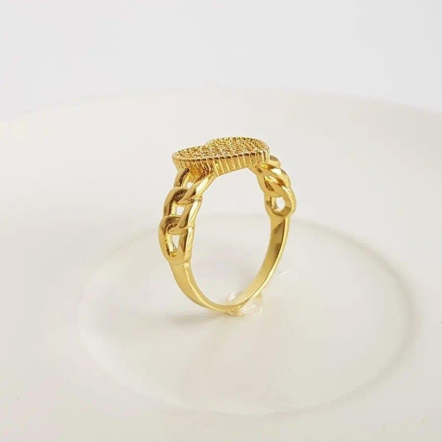 ANEL ARO EM ELOS ENTRELACADOS CORACAO AO MEIO