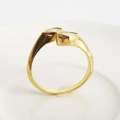 ANEL ARO REGULAVEL PONTAS EM GOTA CRISTAL | BANHADO EM OURO 18K