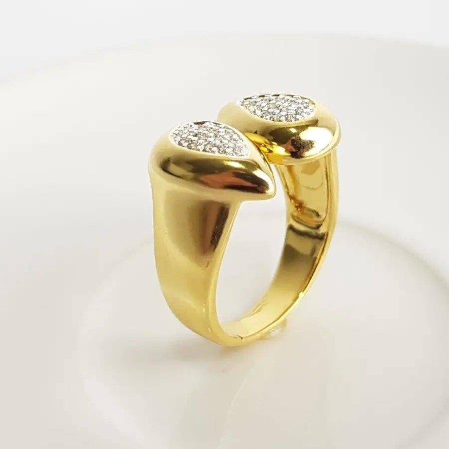ANEL ARO ABERTO 2 GOTAS PONTA DETALHE MICROCRAV| BANHADO EM OURO 18K