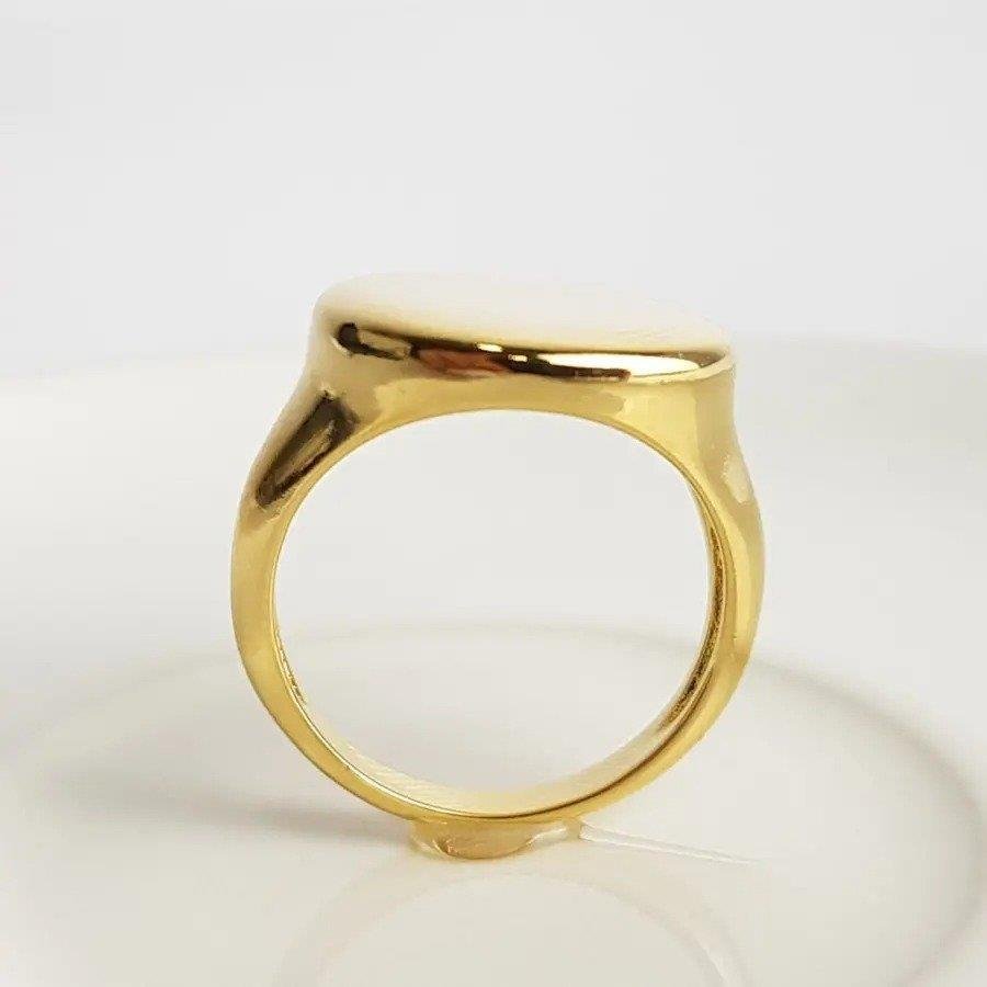 ANEL ARO LISO FRENTE OVAL LISO| BANHADO EM OURO 18K