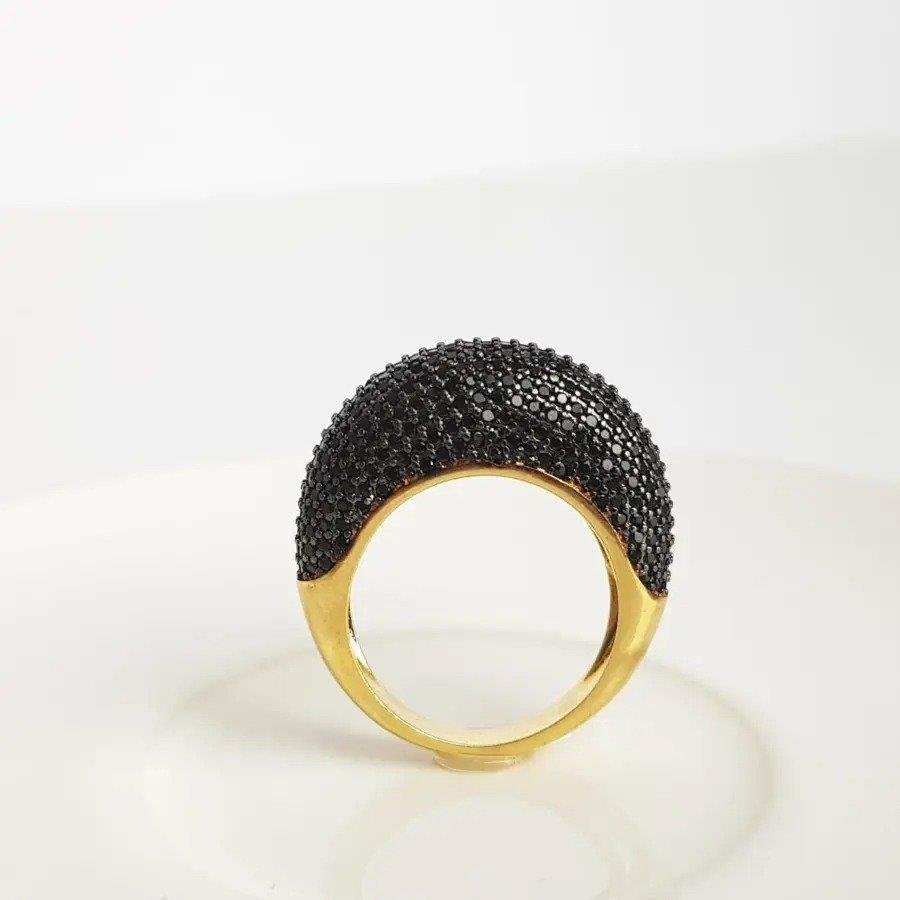 ANEL ARO ELEVADO MICROCRAV | BANHO DE OURO 18K APLIQUE RODIO NEGRO 