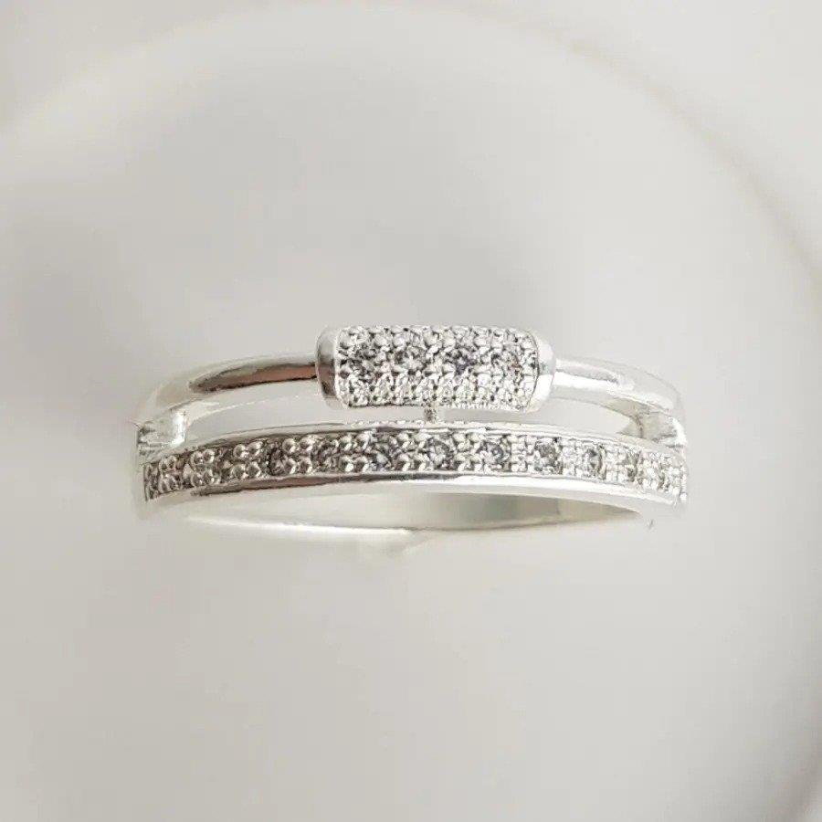 ANEL ARO DUPLO FILETE CRAV/LISO C/RETANG CRAV | BANHADO EM OURO 18K