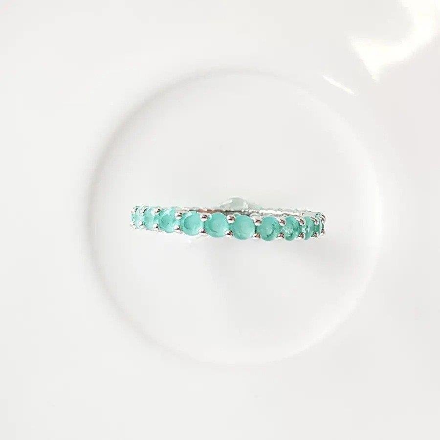 ANEL TODO EM ZIRC VERDE AGUA EM RODIO BRANCO