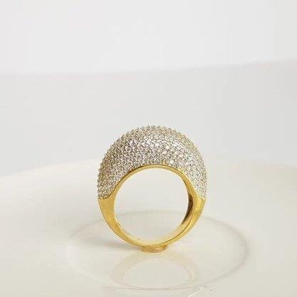 ANEL ARO ELEVADO MICROCRAV APLIQUE RODIO BRANCO