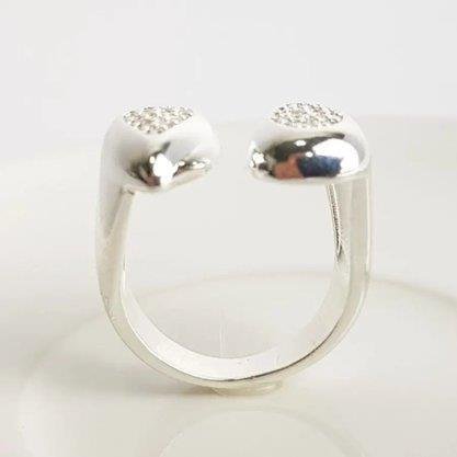 ANEL ARO ABERTO PONTAS EM GOTA CRAV B.PRATA