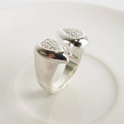 ANEL ARO ABERTO PONTAS EM GOTA CRAV B.PRATA