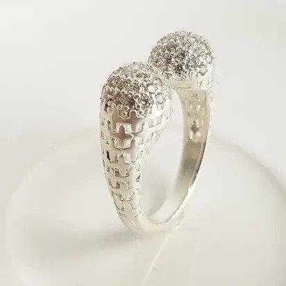 ANEL ARO ABERTO PONTAS ESFERAS VAZ CRAV | BANHO DE PRATA