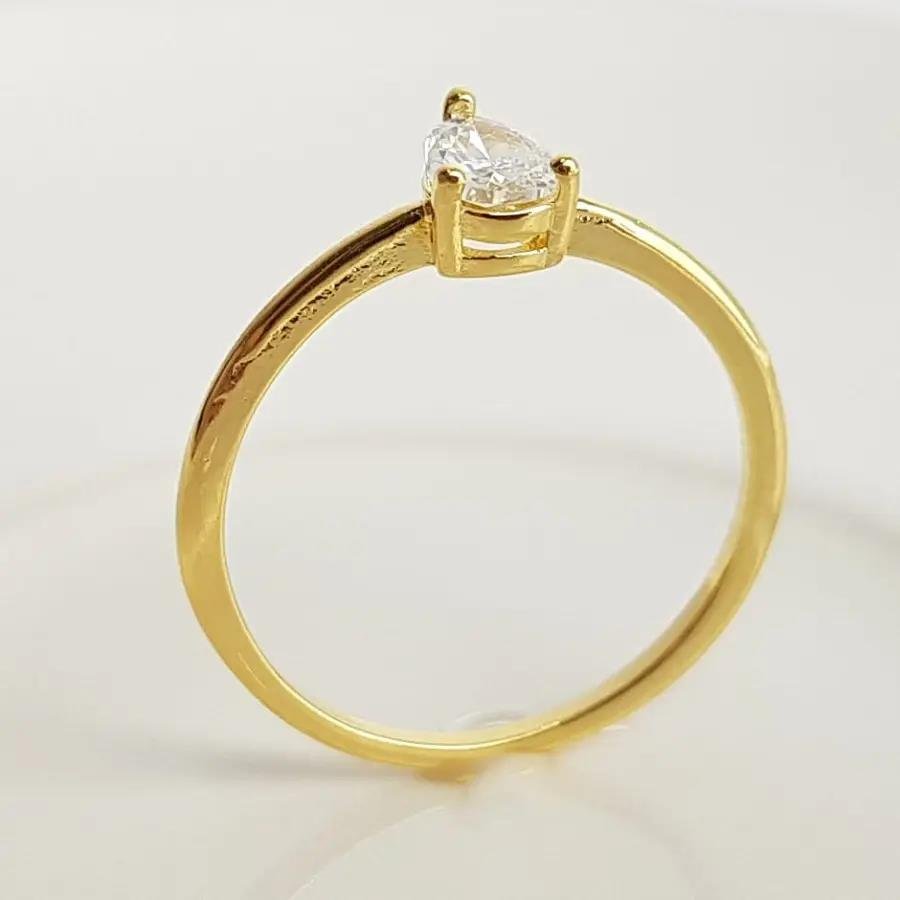 ANEL SOLITARIO EM GOTA CRISTAL| BANHADO EM OURO 18K
