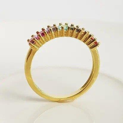 ANEL MEIA ALIANCA ARO EM BAGUETES COLORIDOS 3MM