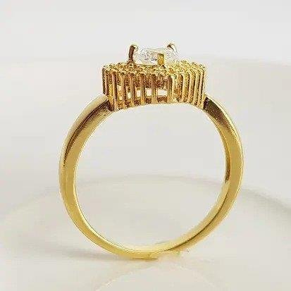 ANEL ARO LISO CORACAO 1,1CM CRISTAL REDOR CRAV | BANHO DE OURO 18K 