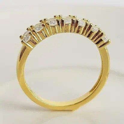 ANEL MEIA ALIANCA ARO EM 7 GOTAS CRISTAIS | BANHADO EM OURO 18K