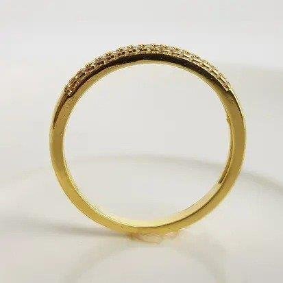 ANEL MEIA ALIANCA 2 FILETE CRAV CRISTAL | BANHADO EM OURO 18K