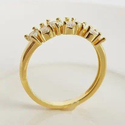 ANEL ARO LISO FRENTE 7 GOTAS CRISTAIS| BANHADO EM OURO 18K