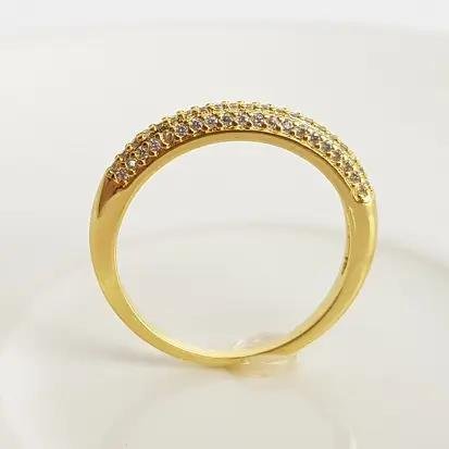 ANEL MEIA ALIANCA ARO 3 FILETE CRAVEJADO| BANHADO EM OURO 18K