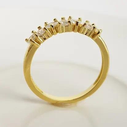 ANEL MEIA ALIANCA ARO EM 7 CORACOES CRISTAIS | BANHO DE OURO 18K 3MM