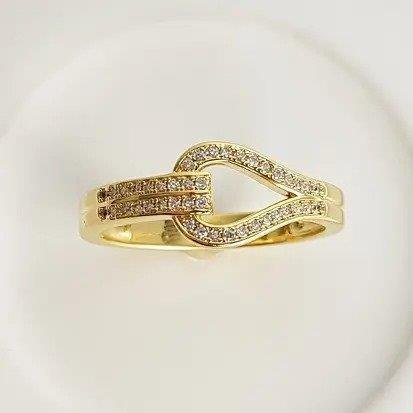 ANEL ARO DUPLO FILETES CRAV GOTA CRAV AO MEIO| BANHADO EM OURO 18K