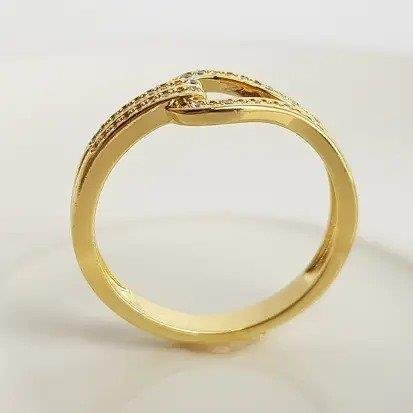 ANEL ARO DUPLO FILETES CRAV GOTA CRAV AO MEIO| BANHADO EM OURO 18K