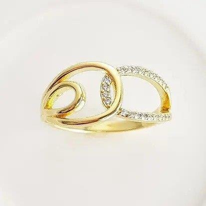 ANEL ARO DUPLO EM GOTA LISO/CRAV | BANHADO EM OURO 18K