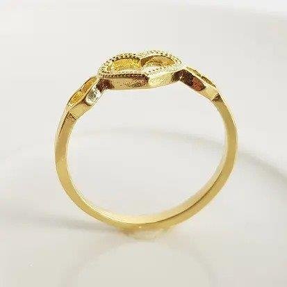 ANEL ARO EM 3 CORACOES VAZ LISOS| BANHADO EM OURO 18K